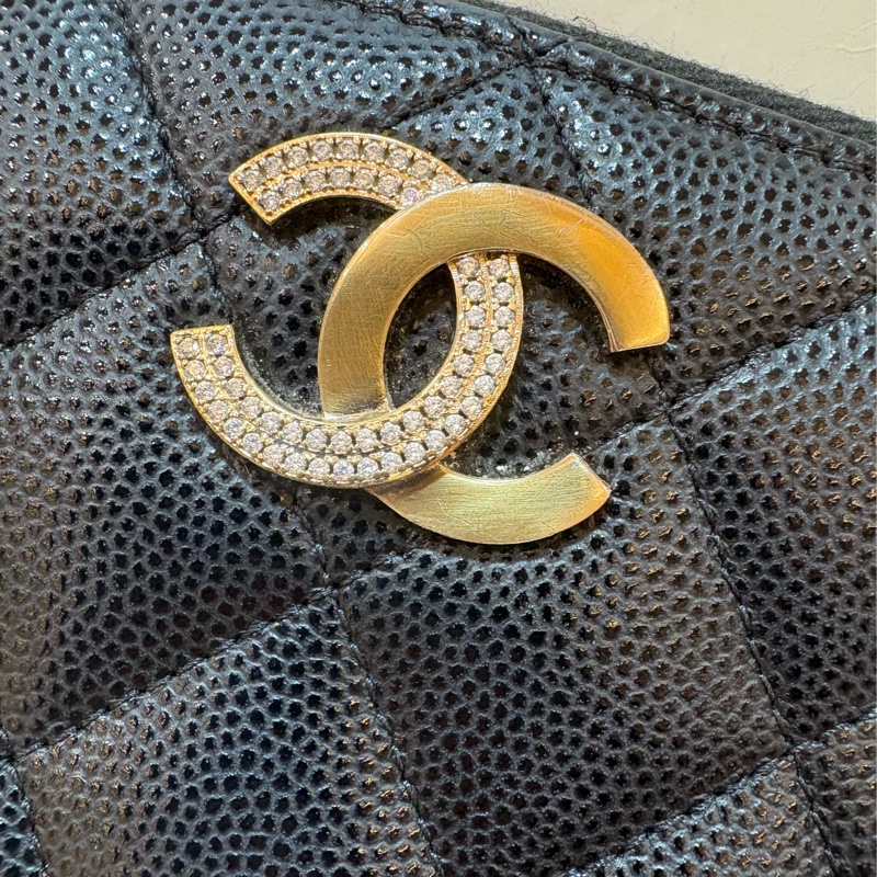 香奈兒 chanel 雙c鑲鑽大ㄇ字零錢包-7
