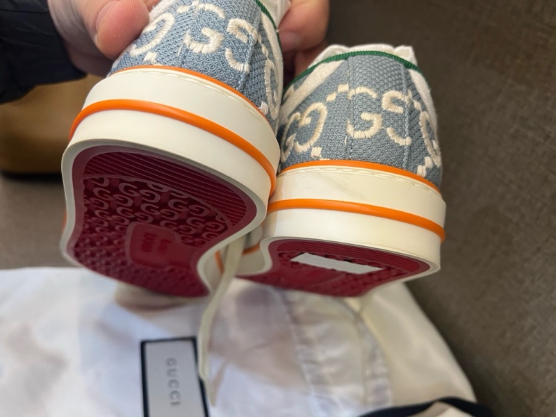 Gucci古馳1977復古運動鞋 雙G滿印休閒鞋 板鞋藍色 37碼-3