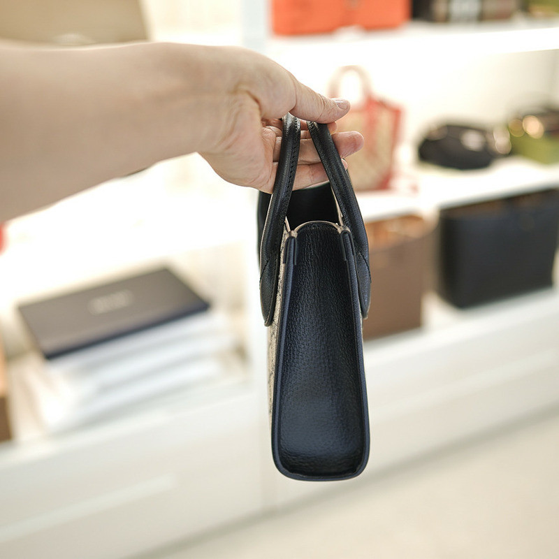 GUCCI 女士迷你托特包斜背包 671623 K9GSN 4075 塗層帆布 海軍藍-13