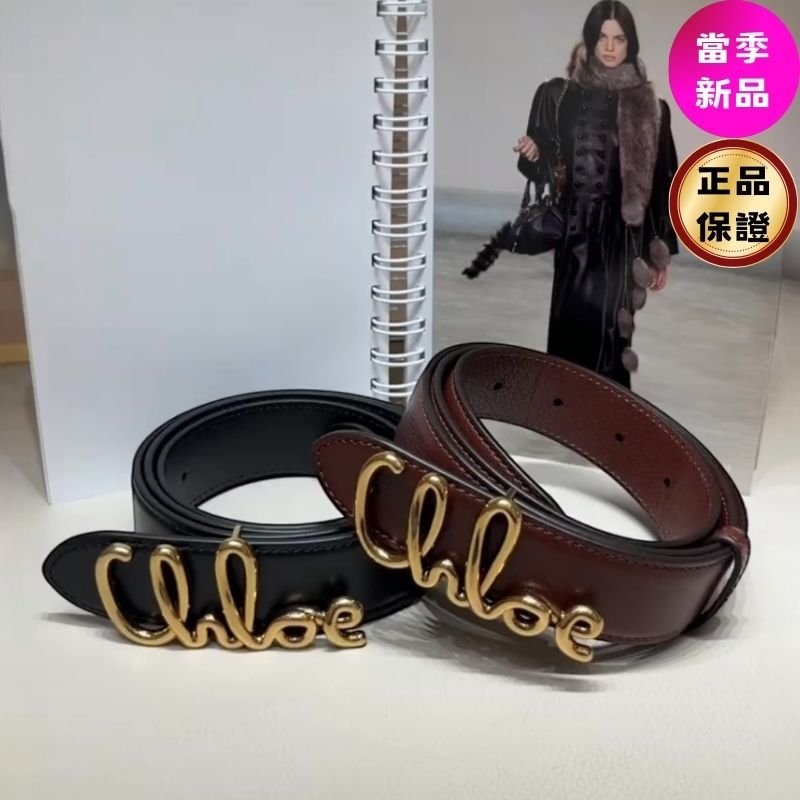 🎉新品好折扣✨Chloe Iconic 女款小牛皮 1.8公分寬標誌腰帶 S 85/ M90 / L95公分 棕色及黑色可選-0