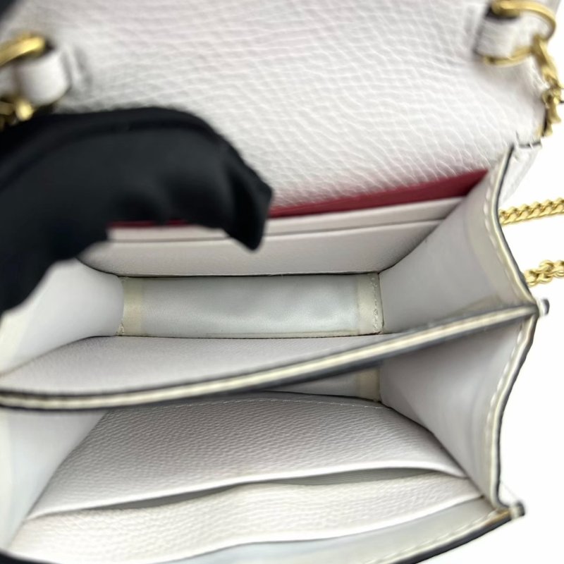 VALENTINO白色金扣肩背斜背mini包11*10.5*5 98新配件盒子塵袋-5