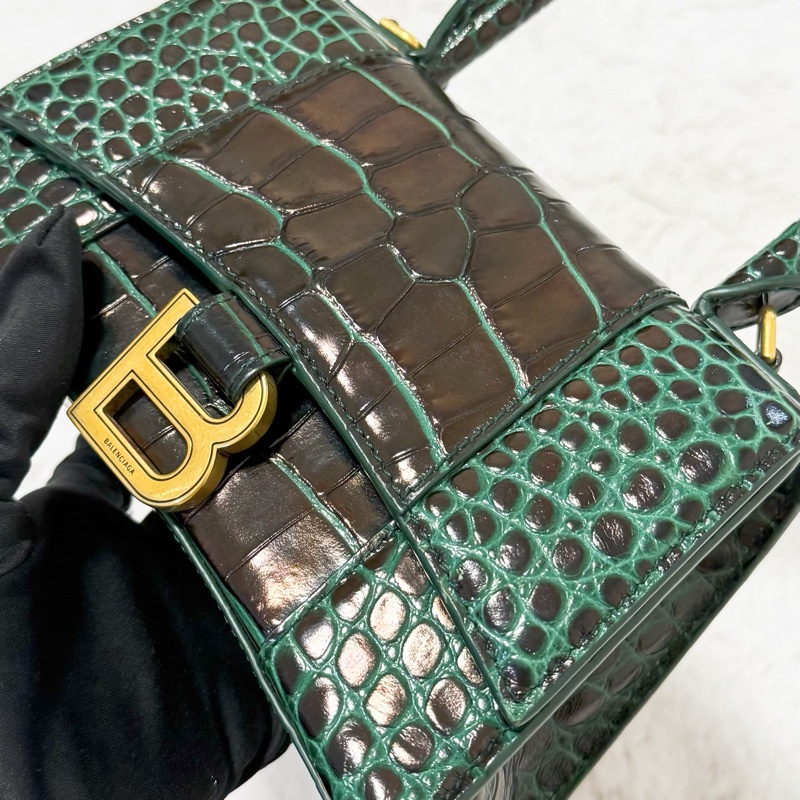 Balenciaga綠鱷魚壓紋金釦沙漏包 XS 全網最低價❤️-6