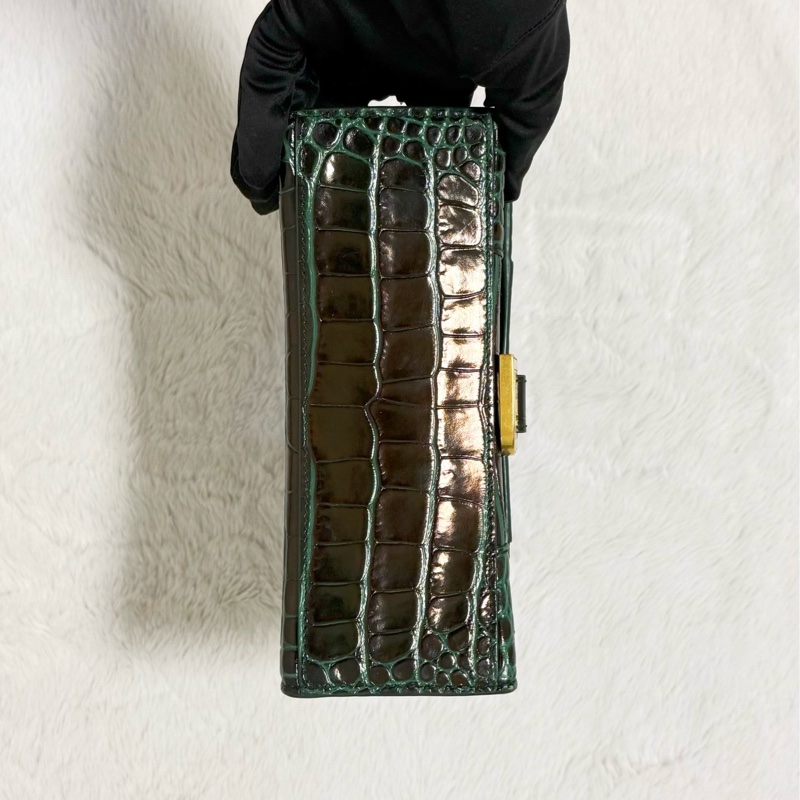 Balenciaga綠鱷魚壓紋金釦沙漏包 XS 全網最低價❤️-11