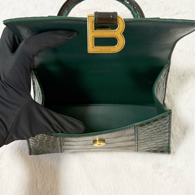 Balenciaga綠鱷魚壓紋金釦沙漏包 XS 全網最低價❤️-12