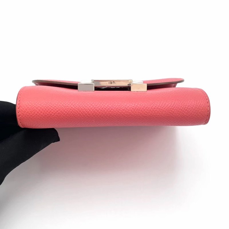 HERMES 玫瑰粉銀扣H錢包13*12*3 98新配件盒子毛氈布-4