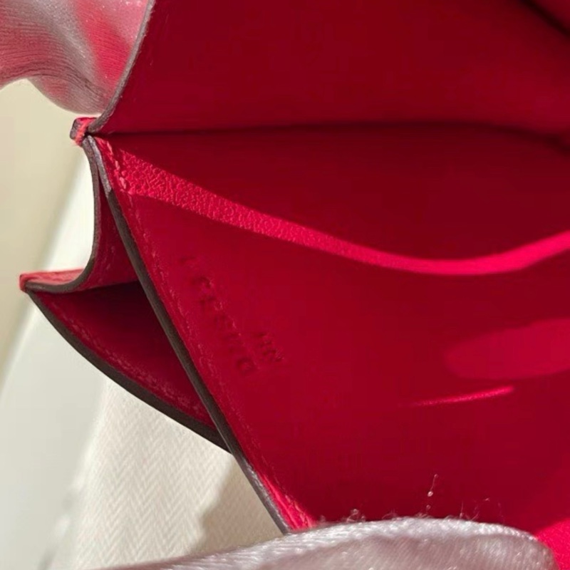 Hermes愛馬仕康康19 芍藥紅 金扣單肩斜挎包 D刻印 帶塵袋 Epsom皮-7