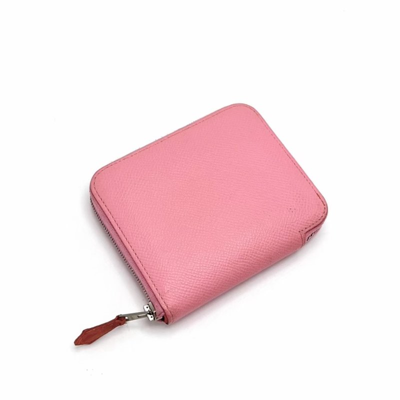 HERMES 夏日粉銀扣拉鍊錢包11*9*2 98新配件盒子-2