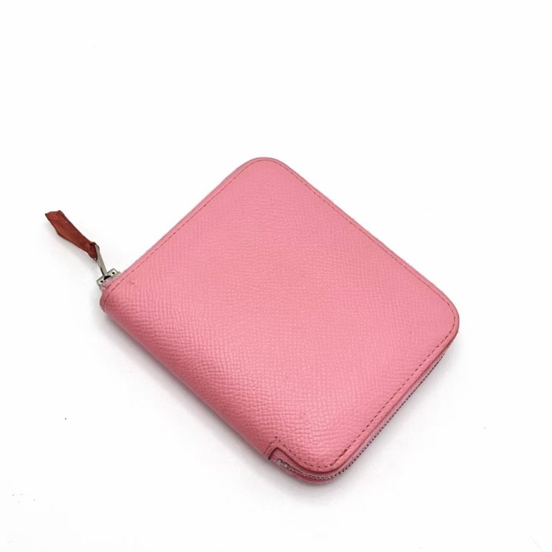 HERMES 夏日粉銀扣拉鍊錢包11*9*2 98新配件盒子-3