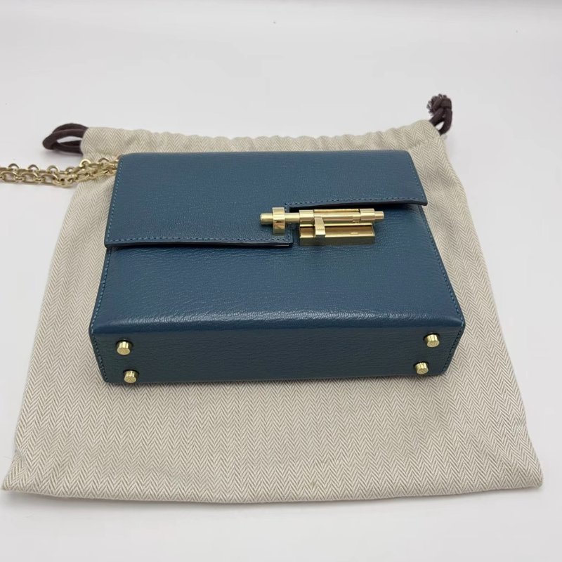 HERMES 博斯普魯斯綠色金扣山羊皮mini verrou手槍包17*13*4 98新配件盒子塵袋-3