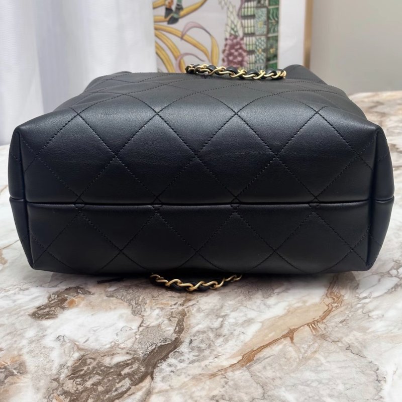 CHANEL黑金25A竪版hobo手提肩背包27*31*12 全新閒置配件盒子塵袋購證-5