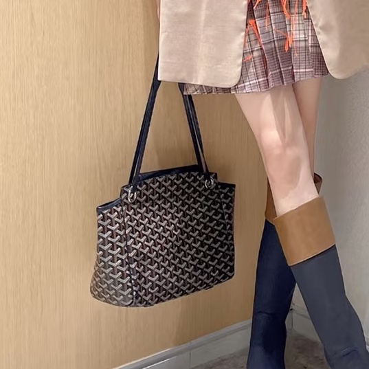 通勤神包😍99新🆕Goyard黑色Rouette tote通勤包托特單肩手提包-2
