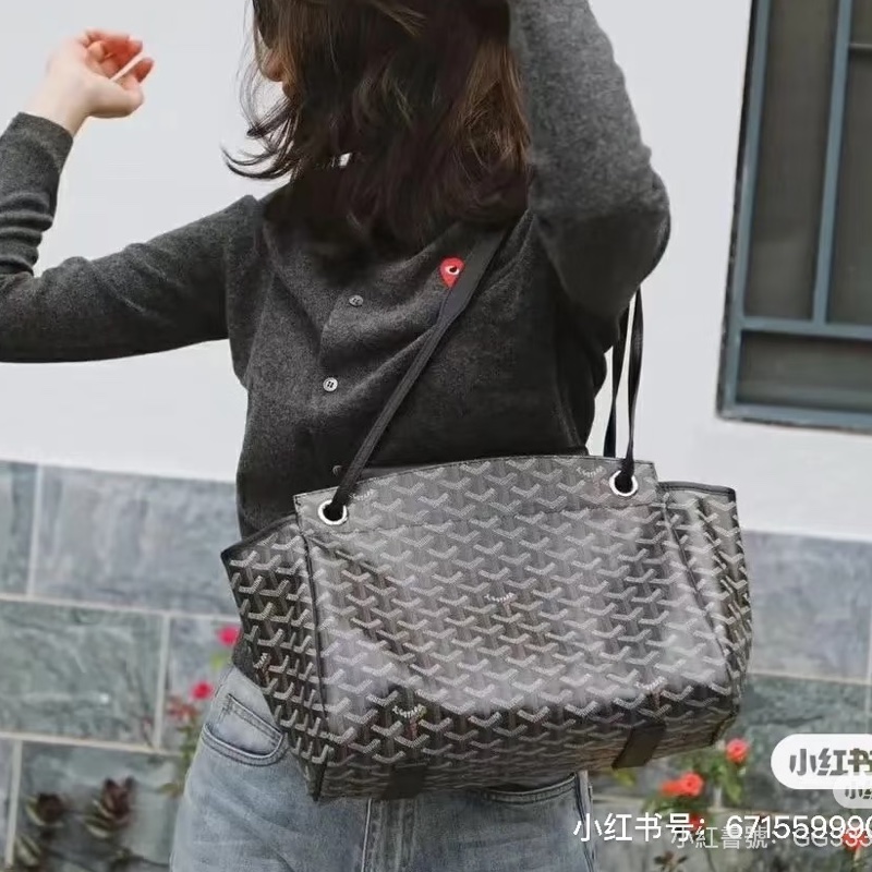 通勤神包😍99新🆕Goyard黑色Rouette tote通勤包托特單肩手提包-4