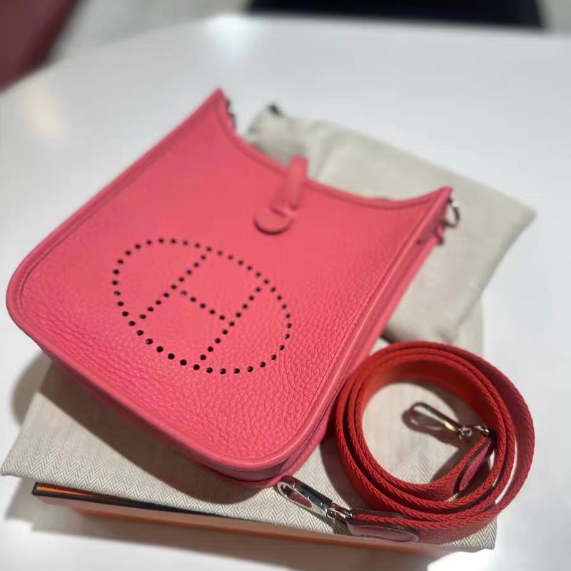 🌈Hermes💗Mini Evelyne💗唇膏粉銀扣🌟99.5新🌟全套有單🌟Stamp W🌟TC皮🌟-2