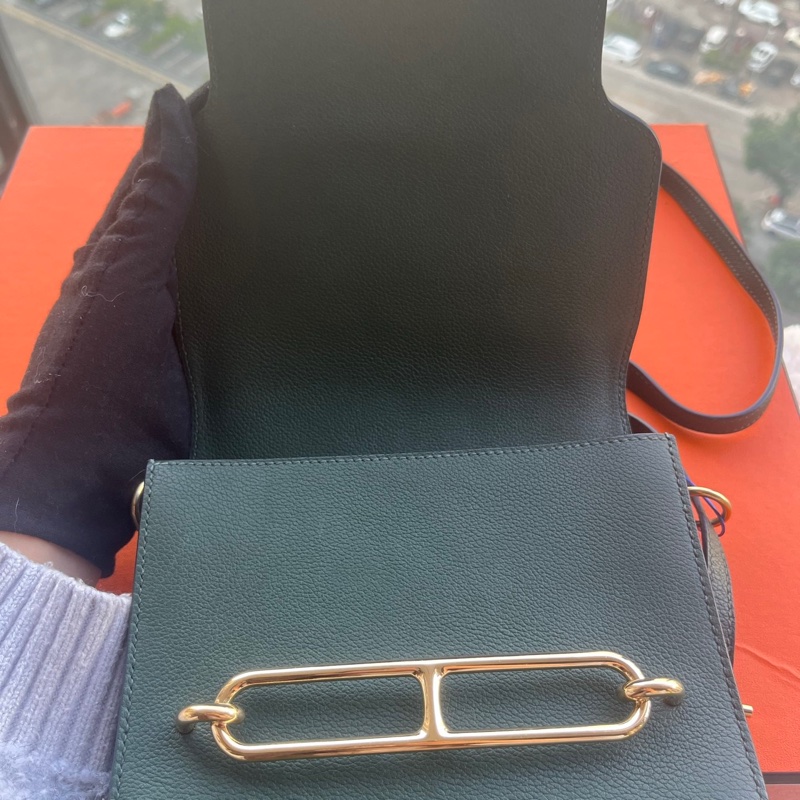 🌈Hermes💚Mini Roulis 19💚英國綠金扣🌈98新🌟Evercolor皮🌟-1
