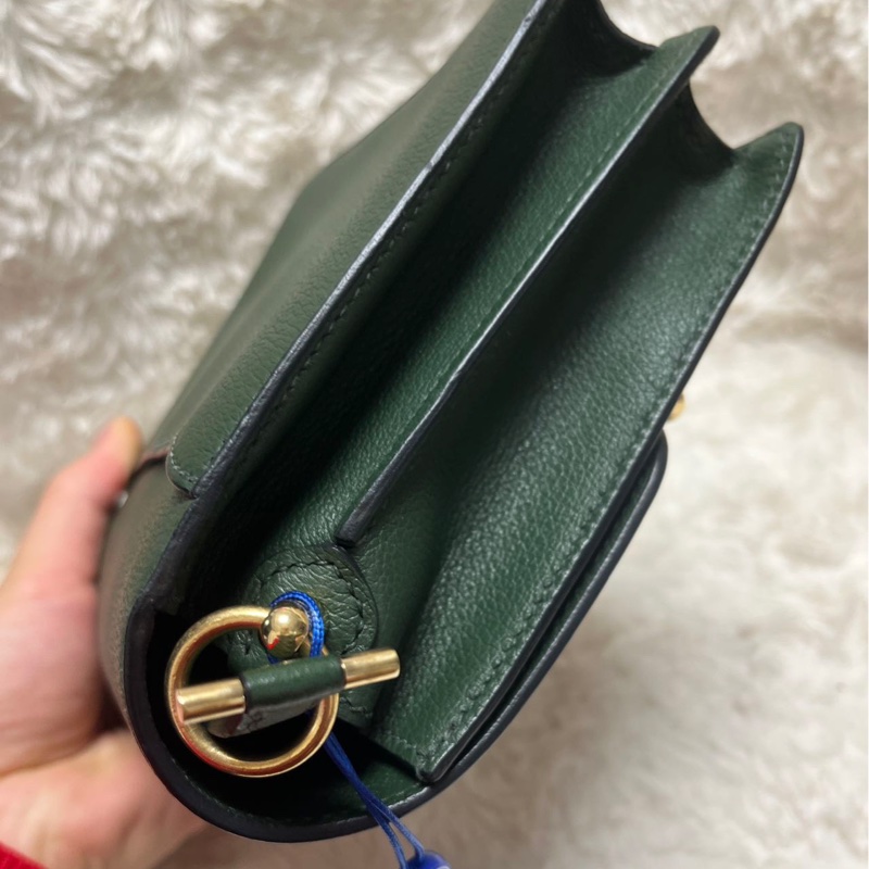 🌈Hermes💚Mini Roulis 19💚英國綠金扣🌈98新🌟Evercolor皮🌟-3