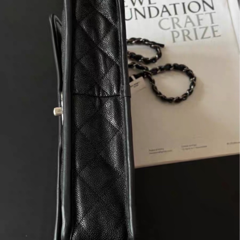 經典絕美款🤩Chanel黑銀季節款CF單肩斜挎鏈條包⛓️-13