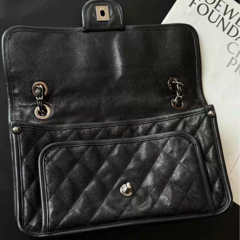 經典絕美款🤩Chanel黑銀季節款CF單肩斜挎鏈條包⛓️-16