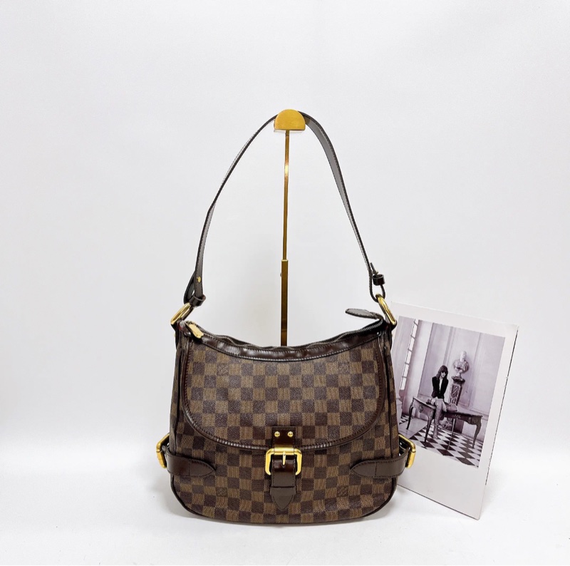 【93%新✨】LV棕色棋盤格中古腋下包｜單肩包 Damier Ebene Highbury-0