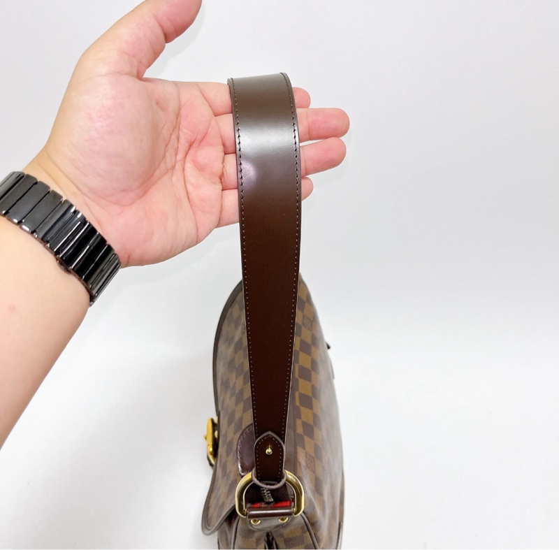 【93%新✨】LV棕色棋盤格中古腋下包｜單肩包 Damier Ebene Highbury-7