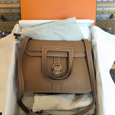 Hermes Halzan 25 Z刻 TC皮 金棕色 金扣 包裝齊全