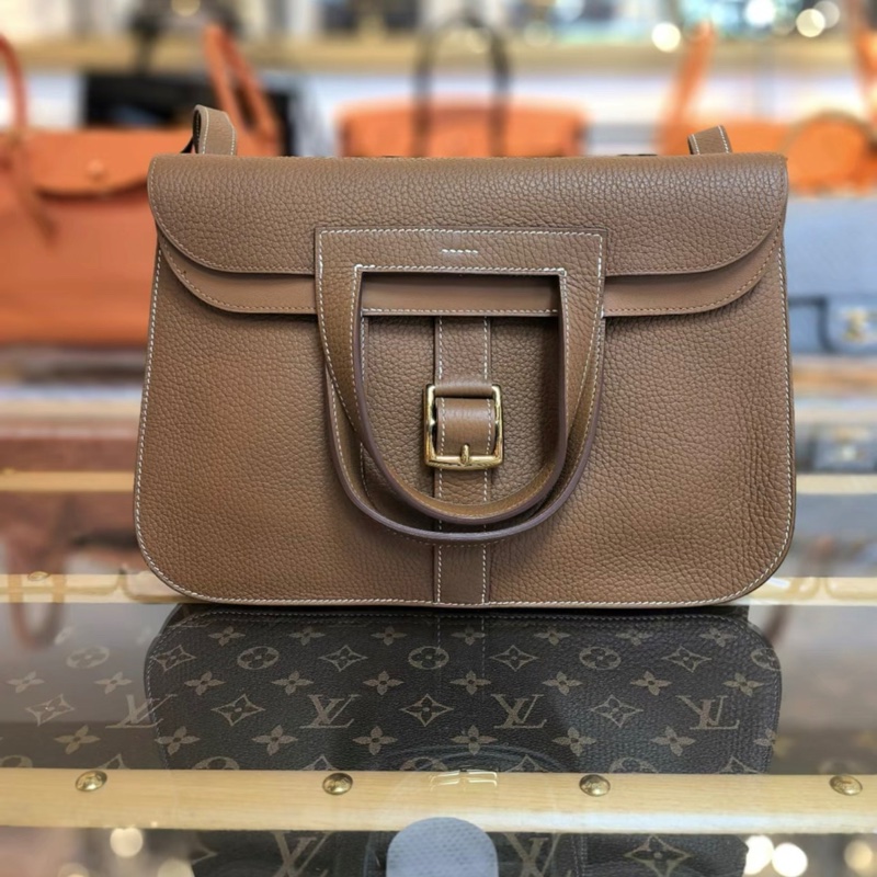Hermes Halzan 25 Z刻 TC皮 金棕色 金扣 包裝齊全-1