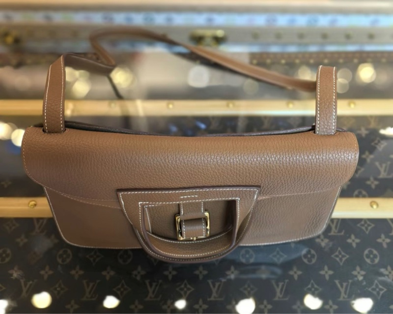 Hermes Halzan 25 Z刻 TC皮 金棕色 金扣 包裝齊全-4