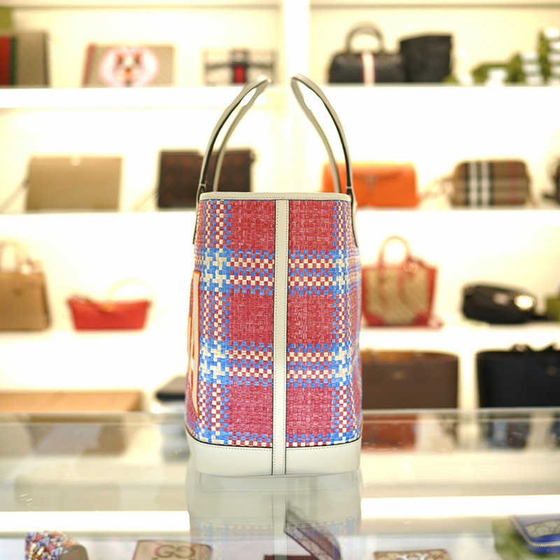 GUCCI 托特包 741424 FABY7 8452 粉紅色米色大布袋-5