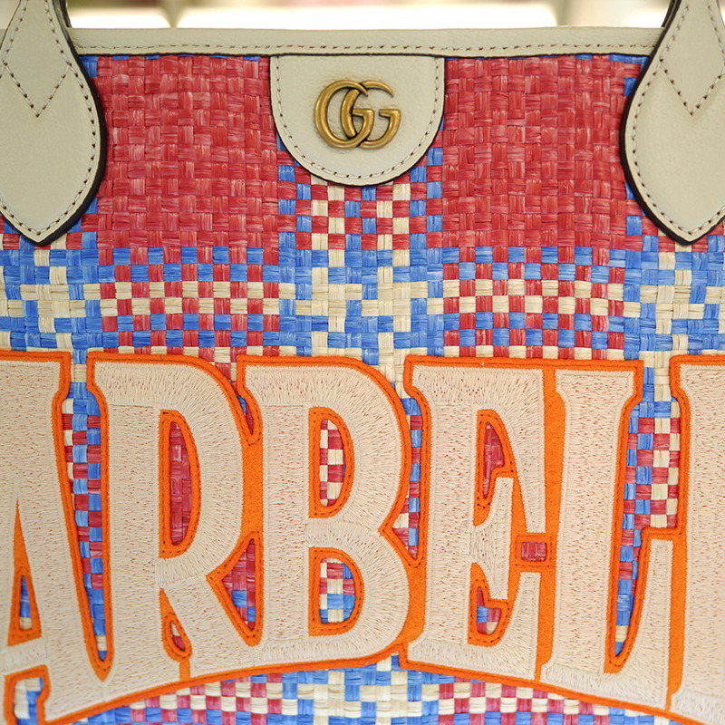 GUCCI 托特包 741424 FABY7 8452 粉紅色米色大布袋-10