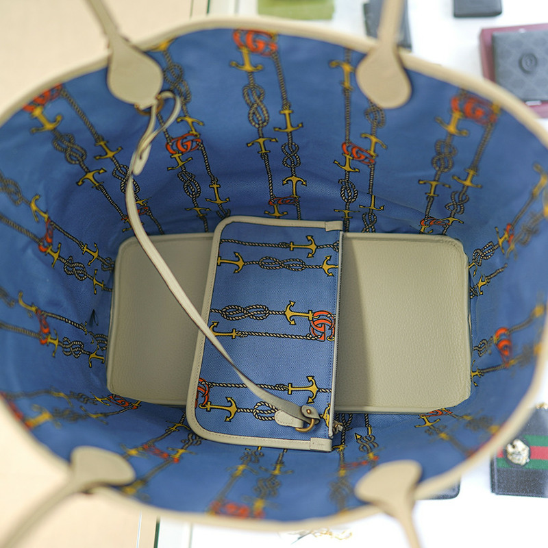 GUCCI 托特包 741424 FABY7 8452 粉紅色米色大布袋-12