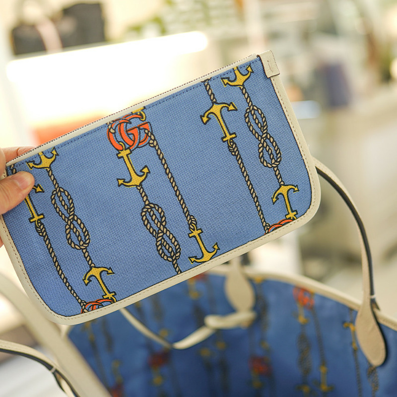 GUCCI 托特包 741424 FABY7 8452 粉紅色米色大布袋-13