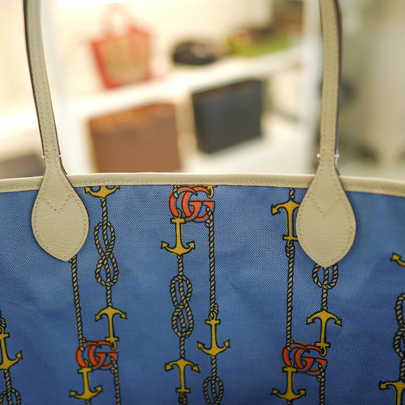 GUCCI 托特包 741424 FABY7 8452 粉紅色米色大布袋-16