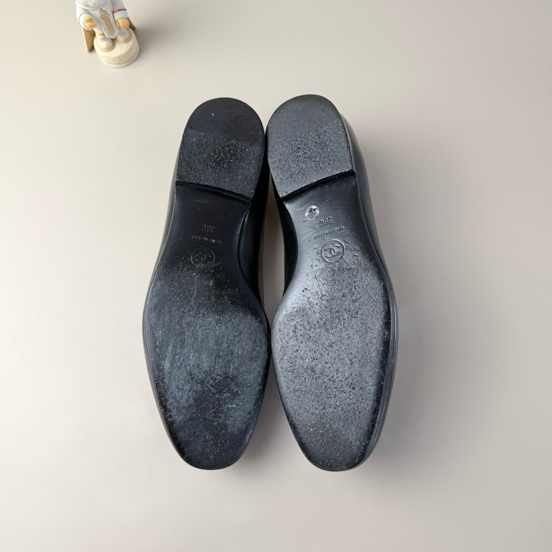 97新，CHANEL/香奈兒 純黑雕花LOGO低跟鞋 36碼-7