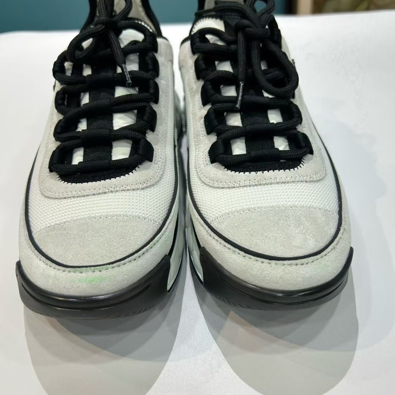 97新Chanel 香奈兒 37.5碼黑白熊貓 運動鞋  皮革 絨面系帶徽標-2