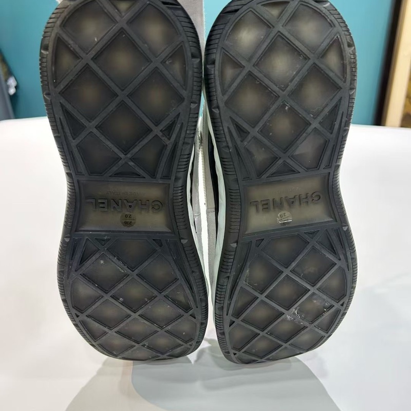 97新Chanel 香奈兒 37.5碼黑白熊貓 運動鞋  皮革 絨面系帶徽標-6