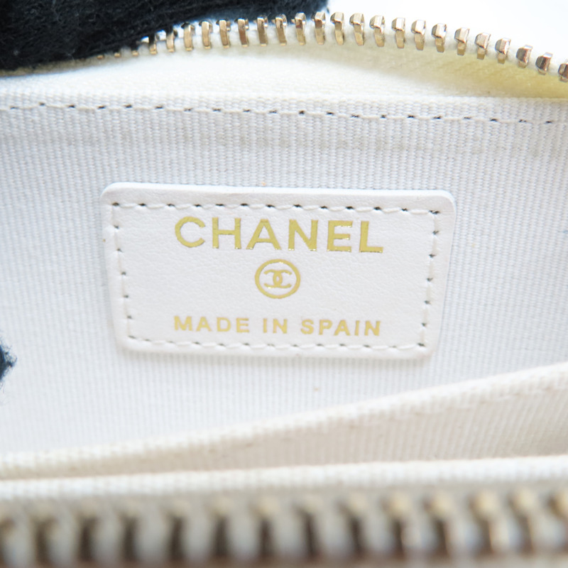 白色 荔枝紋牛皮 Coin Case 拉鍊零錢包【CHANEL 香奈兒】-5