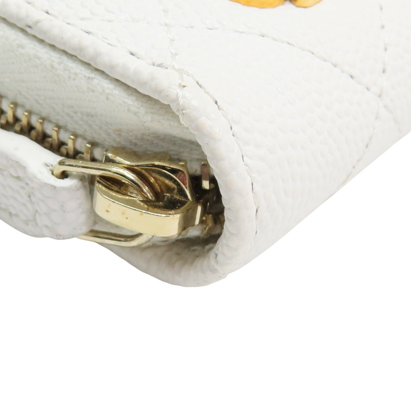 白色 荔枝紋牛皮 Coin Case 拉鍊零錢包【CHANEL 香奈兒】-10
