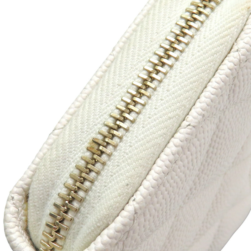 白色 荔枝紋牛皮 Coin Case 拉鍊零錢包【CHANEL 香奈兒】-13