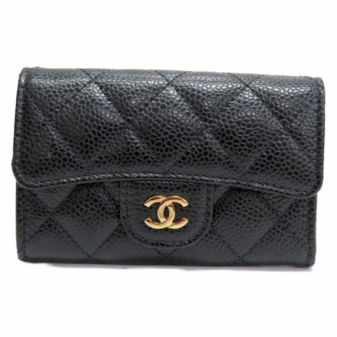 黑色 牛皮 Card Case 卡夾 扣式短夾【CHANEL 香奈兒】 AP0214
