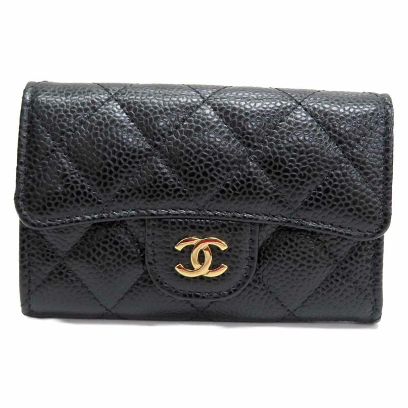 黑色 牛皮 Card Case 卡夾 扣式短夾【CHANEL 香奈兒】 AP0214-0