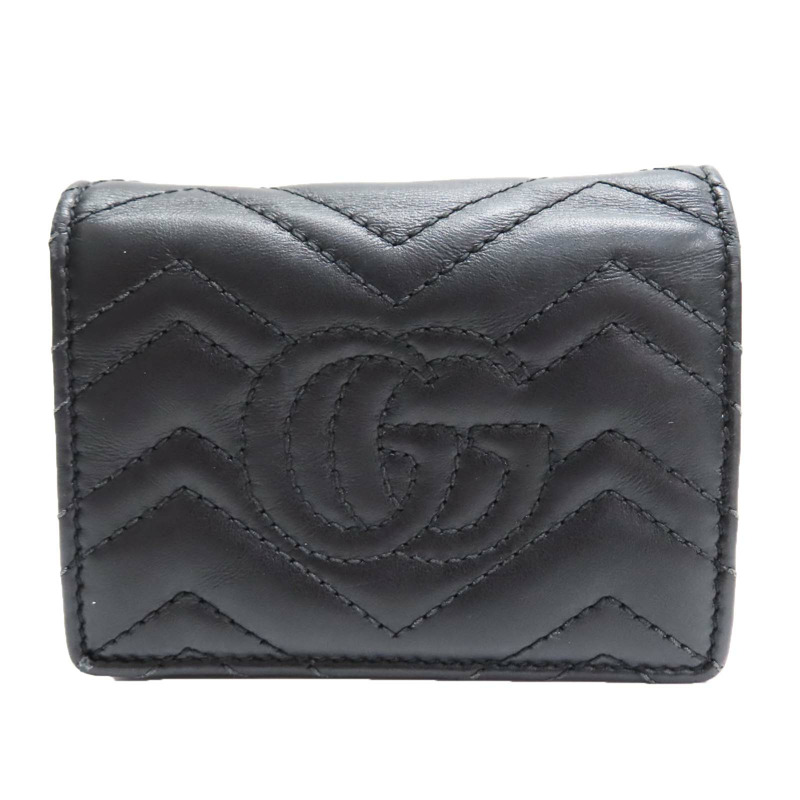 黑色 牛皮 GG Marmont Wallet 兩折短夾【GUCCI 古馳】 466492-1