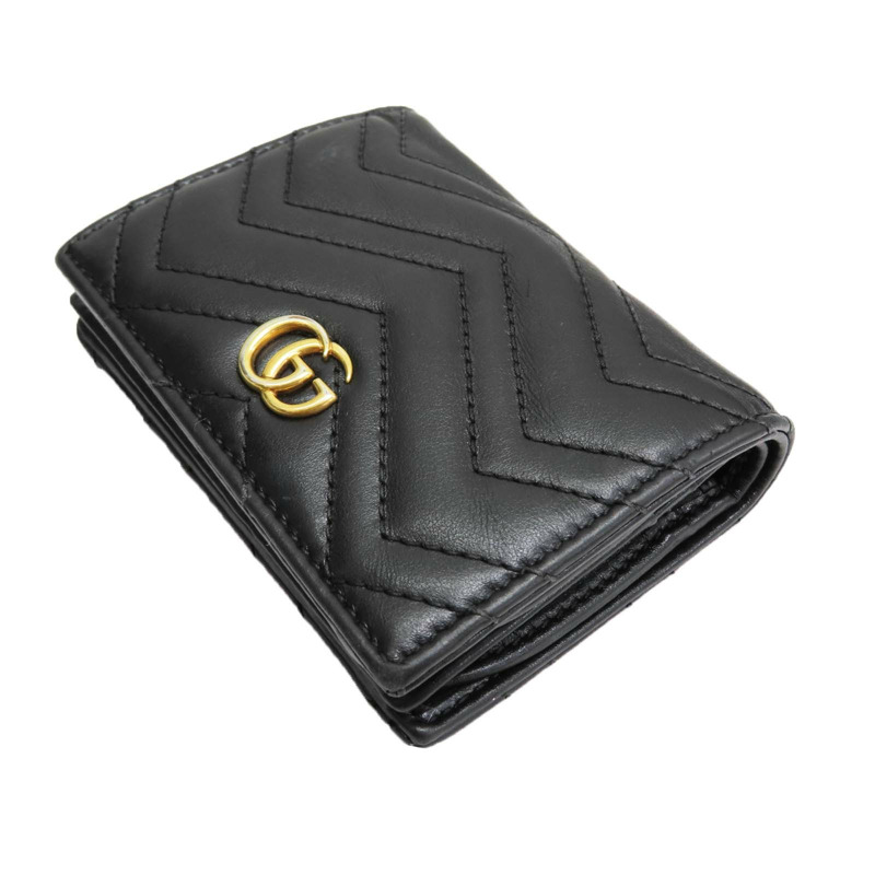 黑色 牛皮 GG Marmont Wallet 兩折短夾【GUCCI 古馳】 466492-2