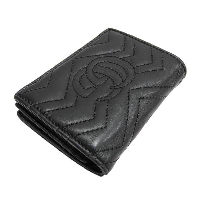 黑色 牛皮 GG Marmont Wallet 兩折短夾【GUCCI 古馳】 466492-3