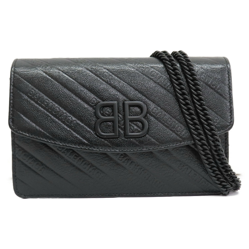黑色牛皮 BB 鏈條 肩背包 561507【Balenciaga 巴黎世家】 561507-0
