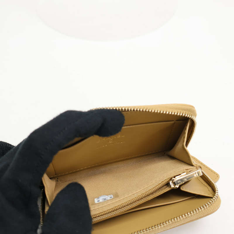 卡其色牛皮 拉鍊 零錢包 AP4658【CHANEL 香奈兒】 AP4658-7