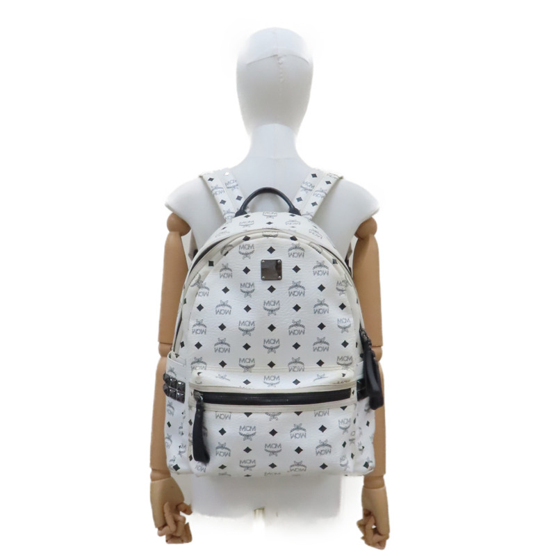 白色帆布 Visetos系列 Stark Bebe Boo 後背包【MCM】-11