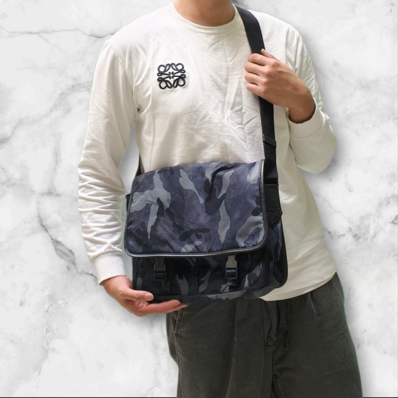 🔥年終狂降🔥【限時降價只到12/31（原23,800）】【8成新】㊣✨PRADA✨普拉達 藍色 迷彩 帆布 皮革 口袋 郵差包 肩背包 斜背包 /二手包/二手精品🌳二手樹屋🌳-48