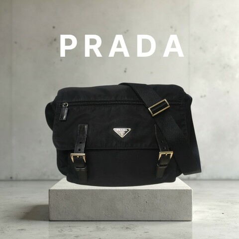 🔥年終狂降🔥【限時降價只到12/31（原18,800）】㊣✨PRADA✨（附防塵袋）普拉達 黑色 帆布 皮革 口袋 郵差包 肩背包 斜背包 /二手包/二手精品🌳二手樹屋🌳