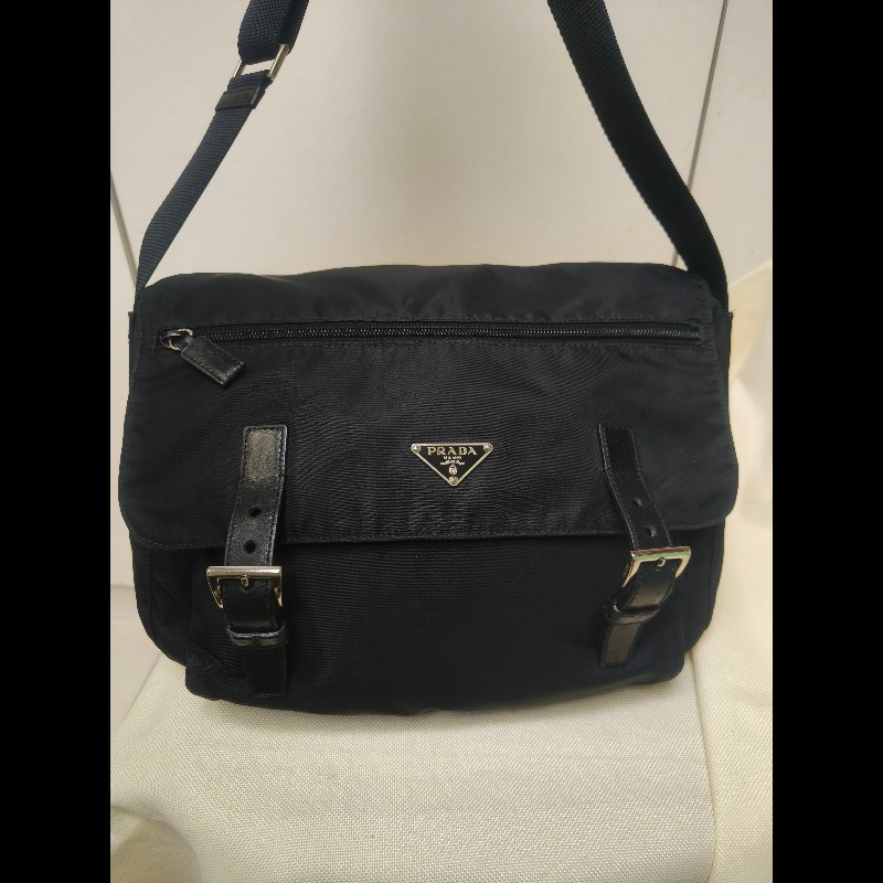 🔥年終狂降🔥【限時降價只到12/31(原18,800)】㊣✨PRADA✨(附防塵袋)普拉達 黑色 帆布 皮革 口袋 郵差包 肩背包 斜背包 /二手包/二手精品🌳二手樹屋🌳-2