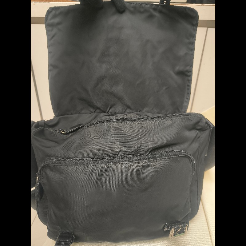 🔥年終狂降🔥【限時降價只到12/31(原18,800)】㊣✨PRADA✨(附防塵袋)普拉達 黑色 帆布 皮革 口袋 郵差包 肩背包 斜背包 /二手包/二手精品🌳二手樹屋🌳-34