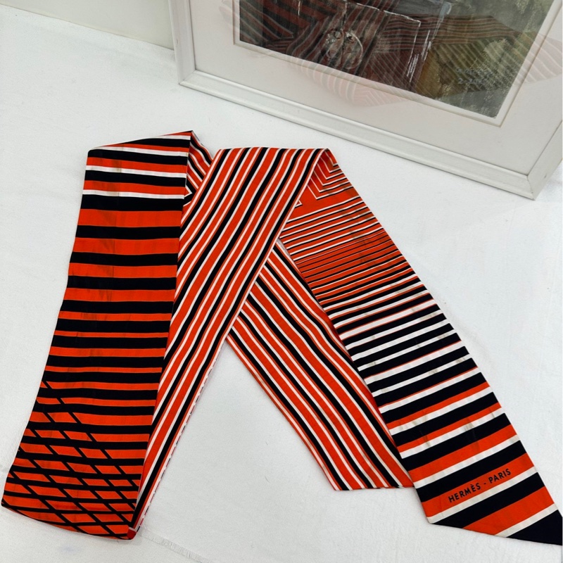 愛馬仕HermesTwilly slim 長絲巾紅色HauGalop Size：10x180厘米-0